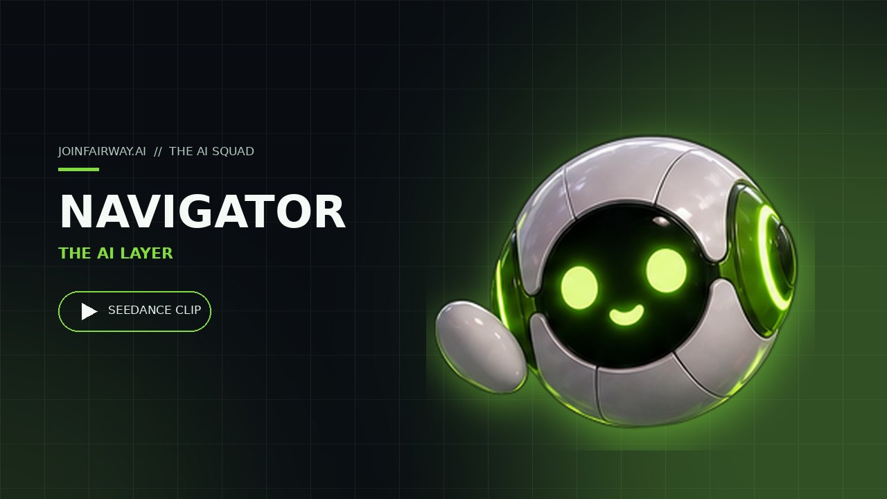 Docking bay — Navigator's Seedance clip renders in here
